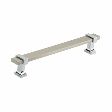 AMEROCK Overton 6-5/16 in 160 mm Center-to-Center Satin Nickel/Polished Chrome Cabinet Pull BP36683G1026